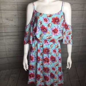 Le Kate Floral Cold Shoulder Summer Blouson Dress